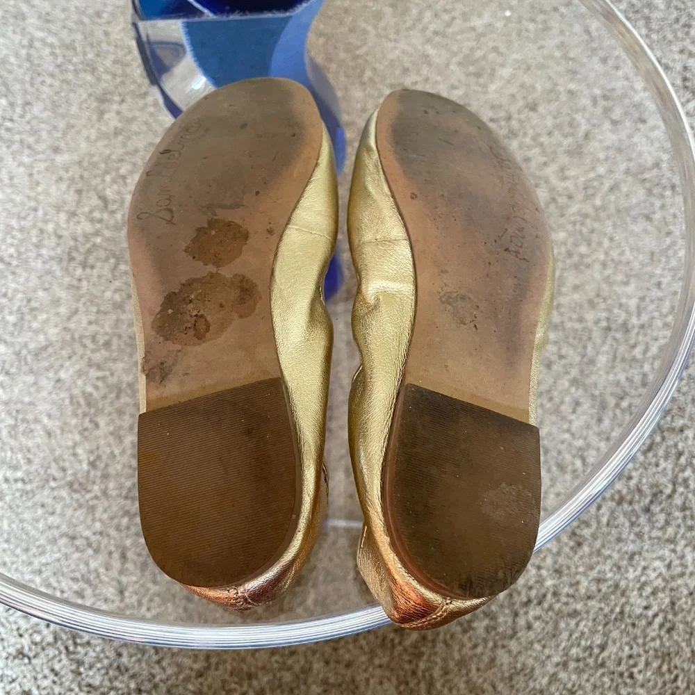 Used Sam Edelman Gold Ballet Flats - Picture 5 of 5